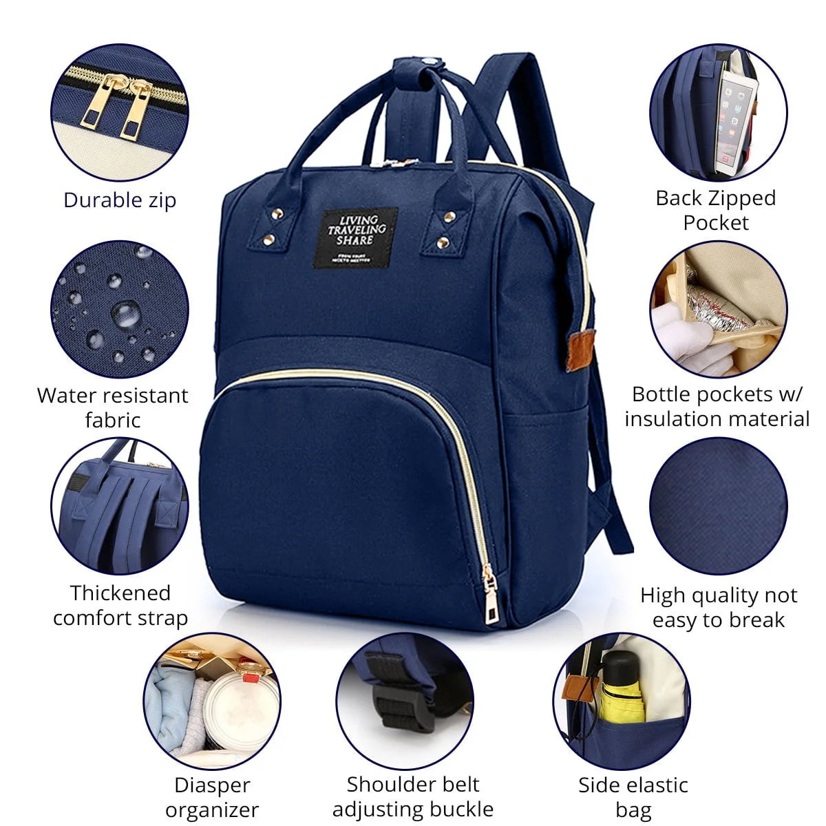 Diaper Bag Backpack with Insulated Pockets U42218