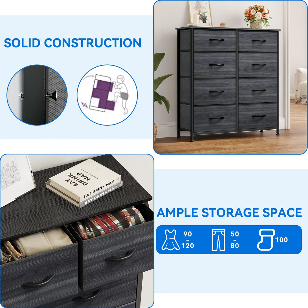 8 Drawer Fabric Storage Dresser with Steel Frame T7218