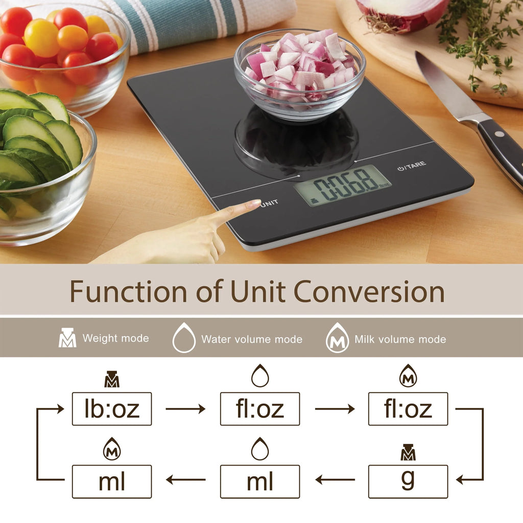 Tempered Glass Digital Scale, Black Q86640
