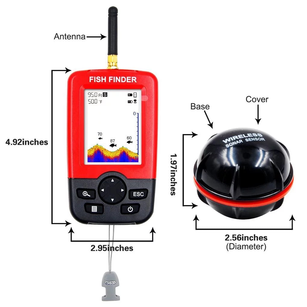 Portable Wireless Sonar Sensor Fishfinder Depth Locator LCD Display E418764