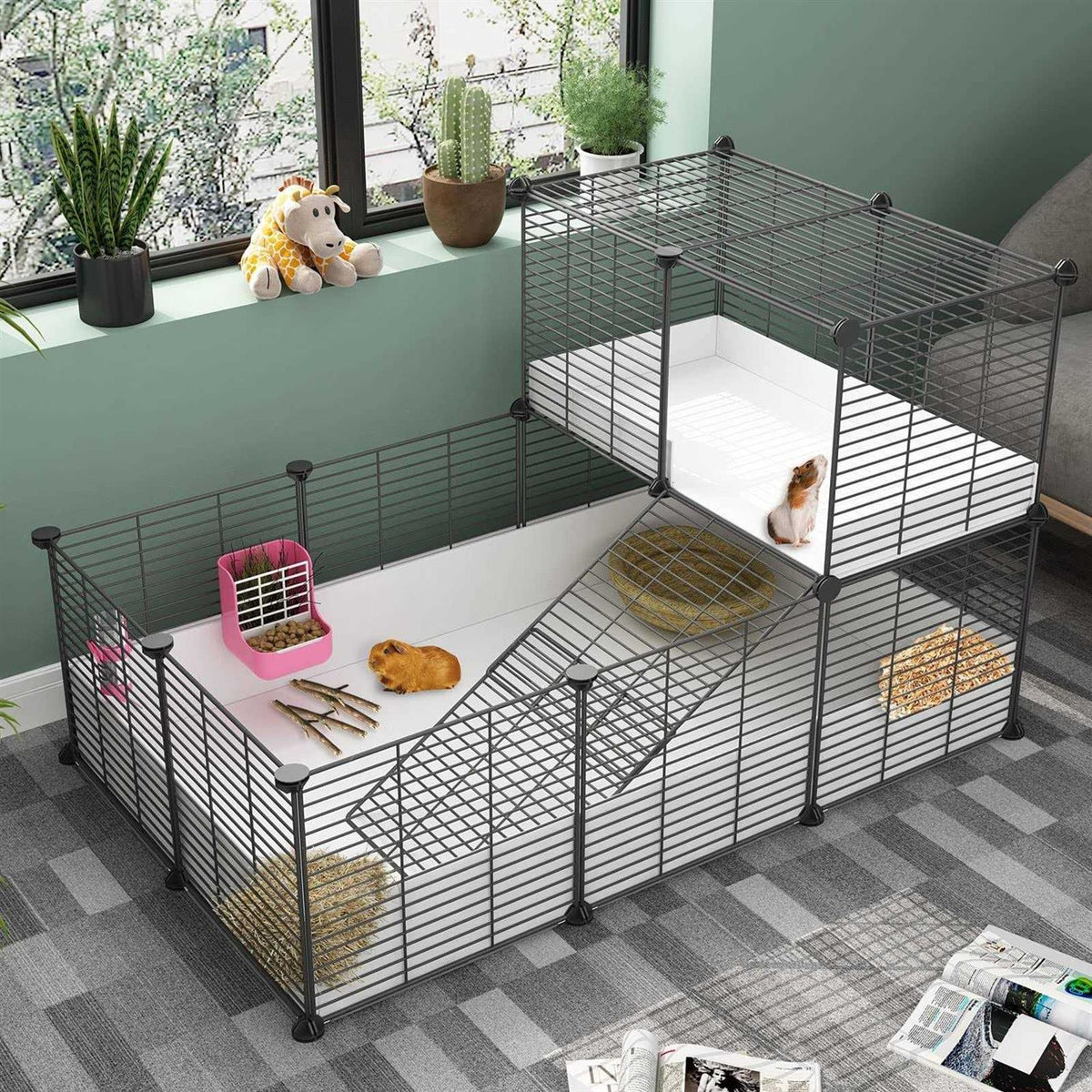 Guinea Pig Cage with Waterproof Plastic Bottom V736