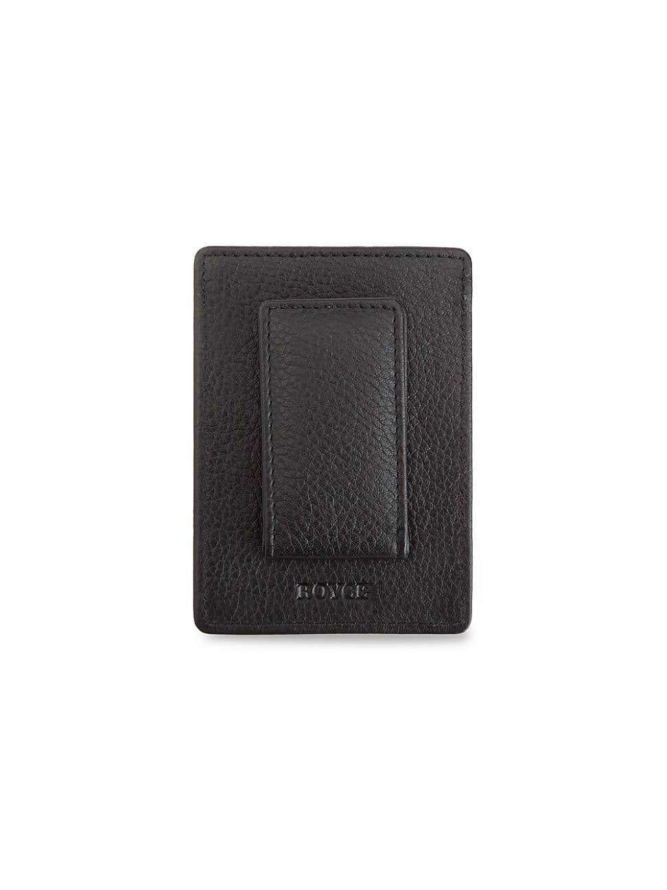 Black Leather Magnetic Money Clip Wallet R46675