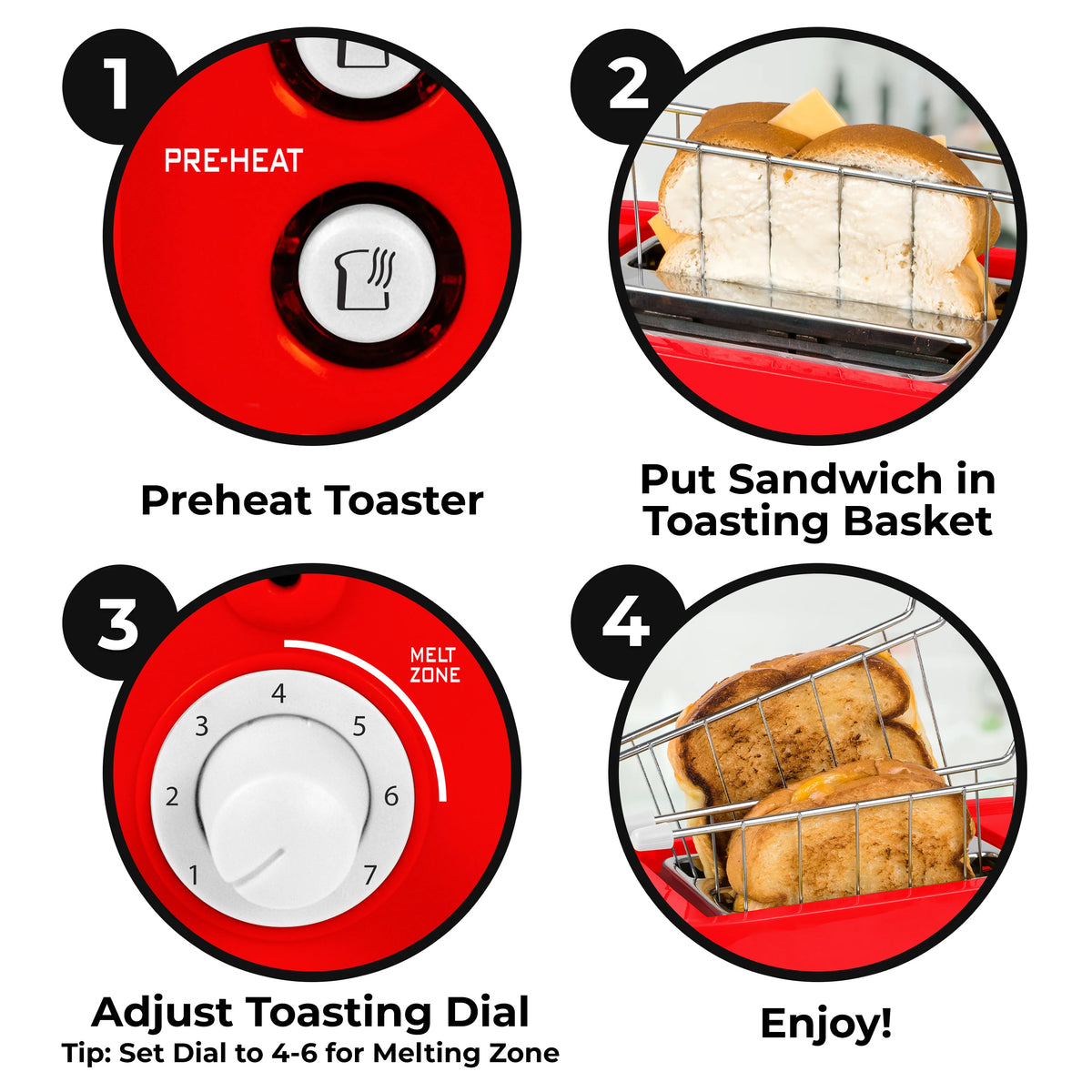 Grilled Cheese Toaster with Toaster Baskets and Adjustable Toasting Dial U750987