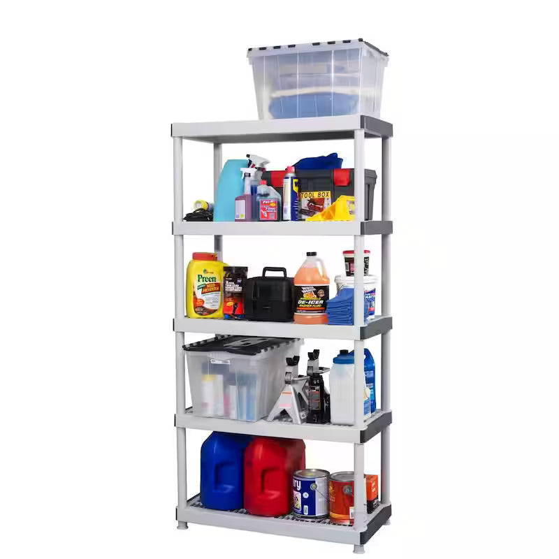 5-Tier Plastic Garage Storage Shelving Unit in Gray T58042
