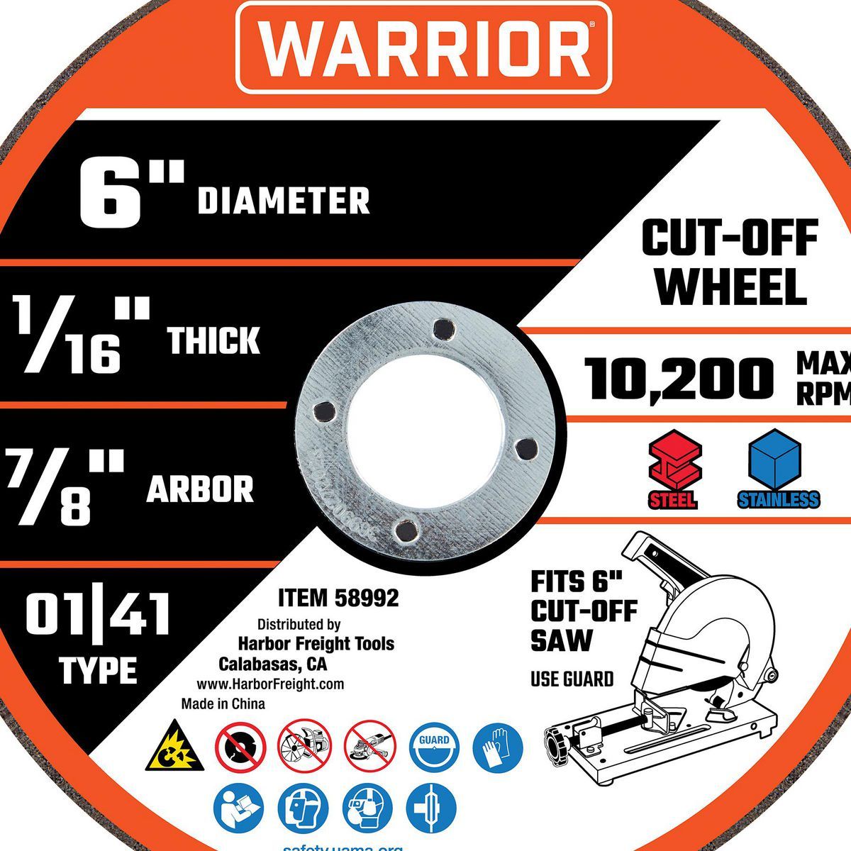 6 in. x 1/16 in. x 7/8 in. Metal Cut-off Wheel 5-Pack R890327