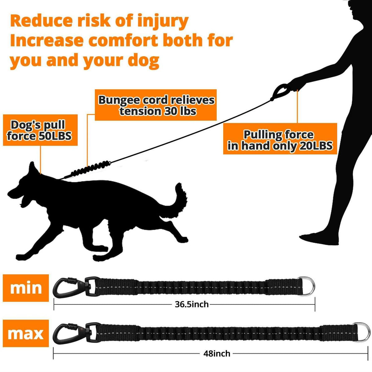 Heavy Duty Reflective Bungee Dog Leash W76072
