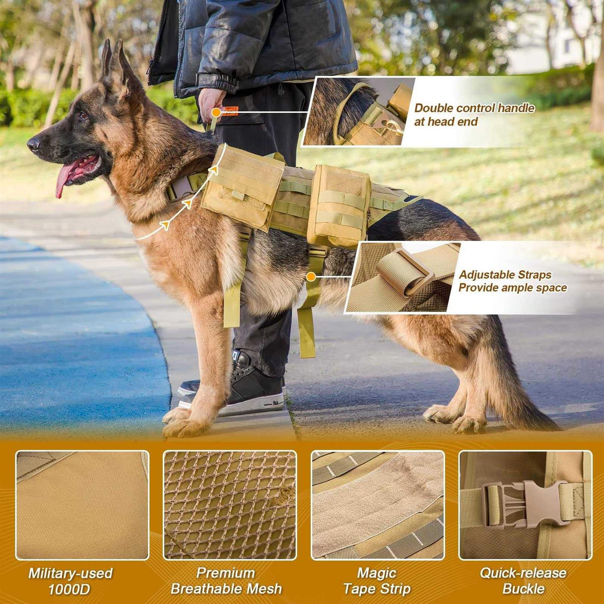 Tactical Dog Harness with Pouches F10871