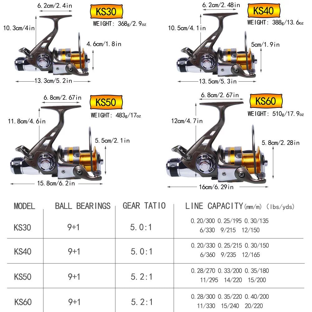 Carp Fishing Reel 9+1 Stainless Steel BB Bait Feeder Spinning Reel A85634