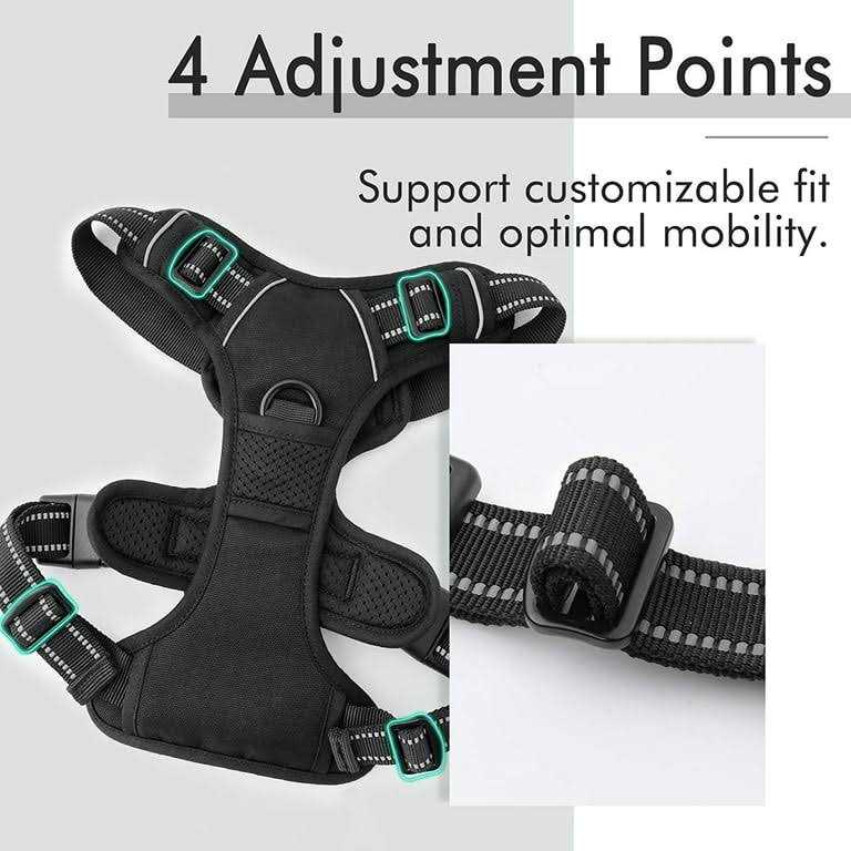 Adjustable Padded Dog Harness with 2 Leash Clips T6836