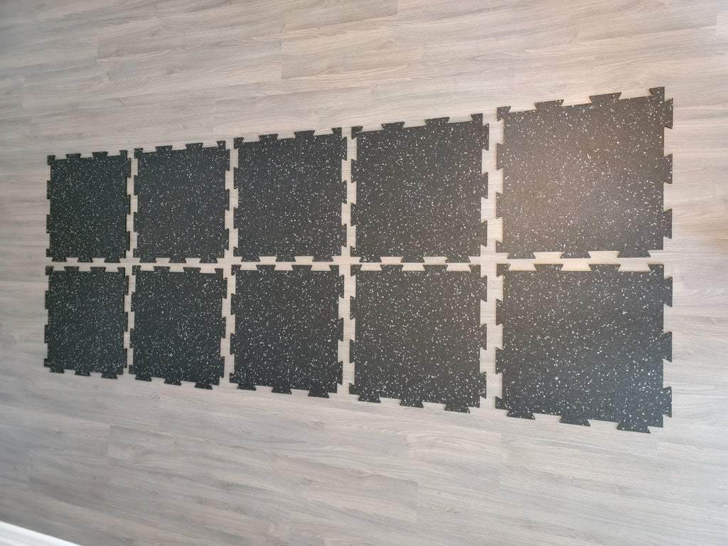 19 x 19 x 6mm Fitness Rubber Tiles, 23.5 SF, Grey, 10 Piece L508