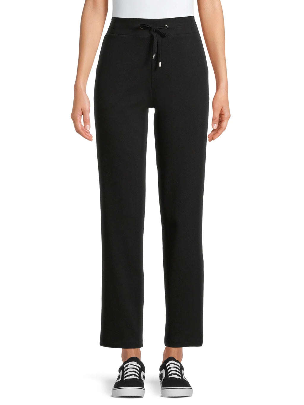High Rise Drawstring Waist Knit Pants D8618