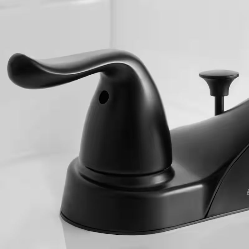 4 in. Centerset Double-Handle Low-Arc Bathroom Faucet Matte Black J34306