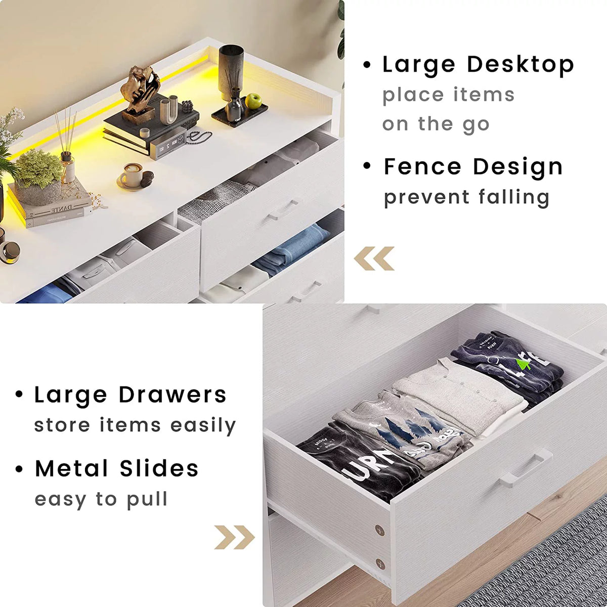 Black 6 Drawer Wooden Dresser Q8152
