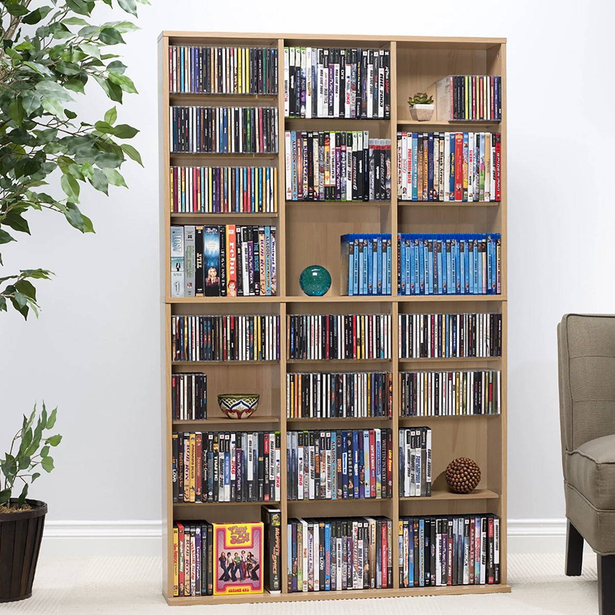 Adjustable Wood Media Storage Shelf Bookcase Y286