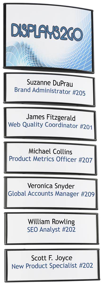 Black 7 Panel Wall Directory Signs W723