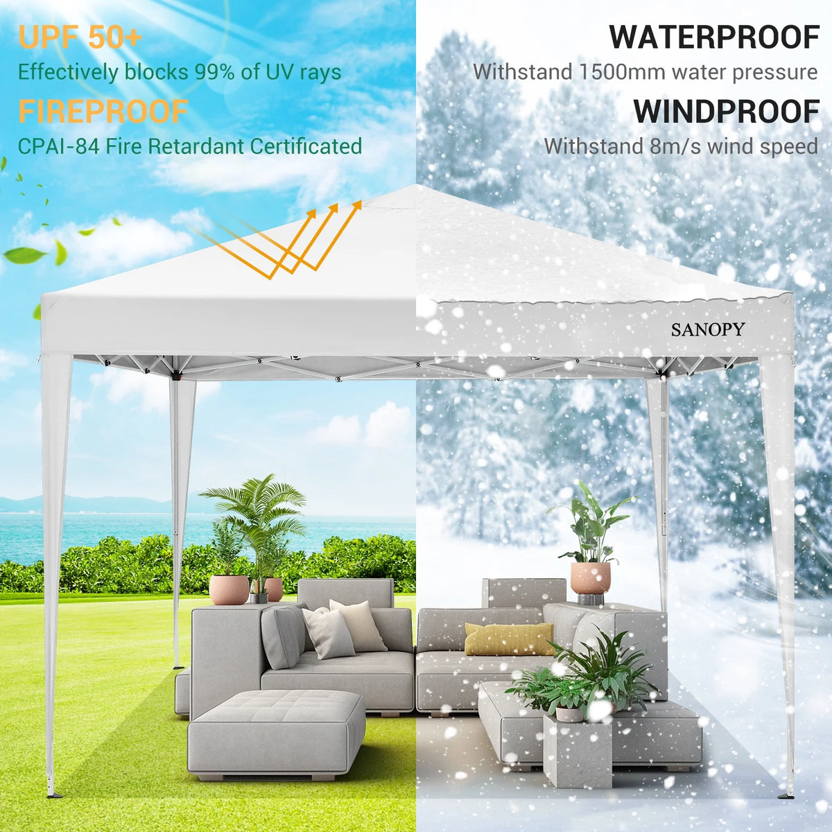 10'x10' Pop Up Canopy Tent with Sandbag & Carrying Bag, Khaki U8000