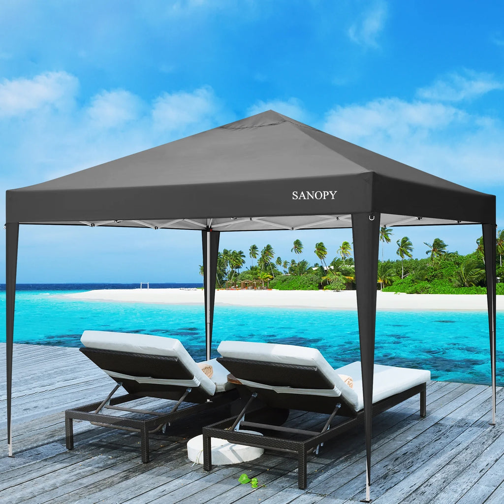 10'x10' Pop Up Canopy Tent with Sandbag & Carrying Bag, Khaki U8000