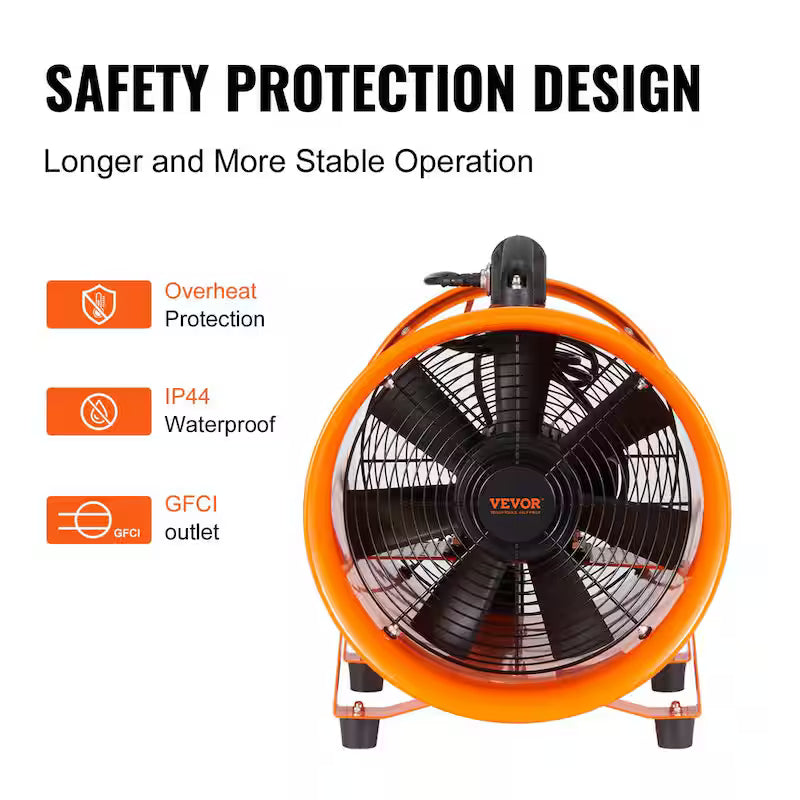 Portable 8 in. Heavy Duty Blower Fan with Duct Hose 195W 1070CFM Z70096
