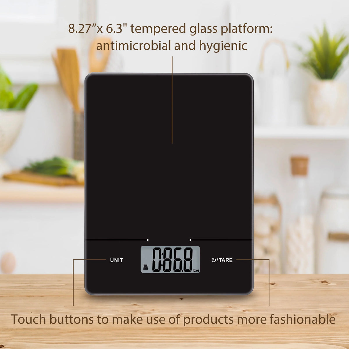 Tempered Glass Digital Scale, Black Q86640