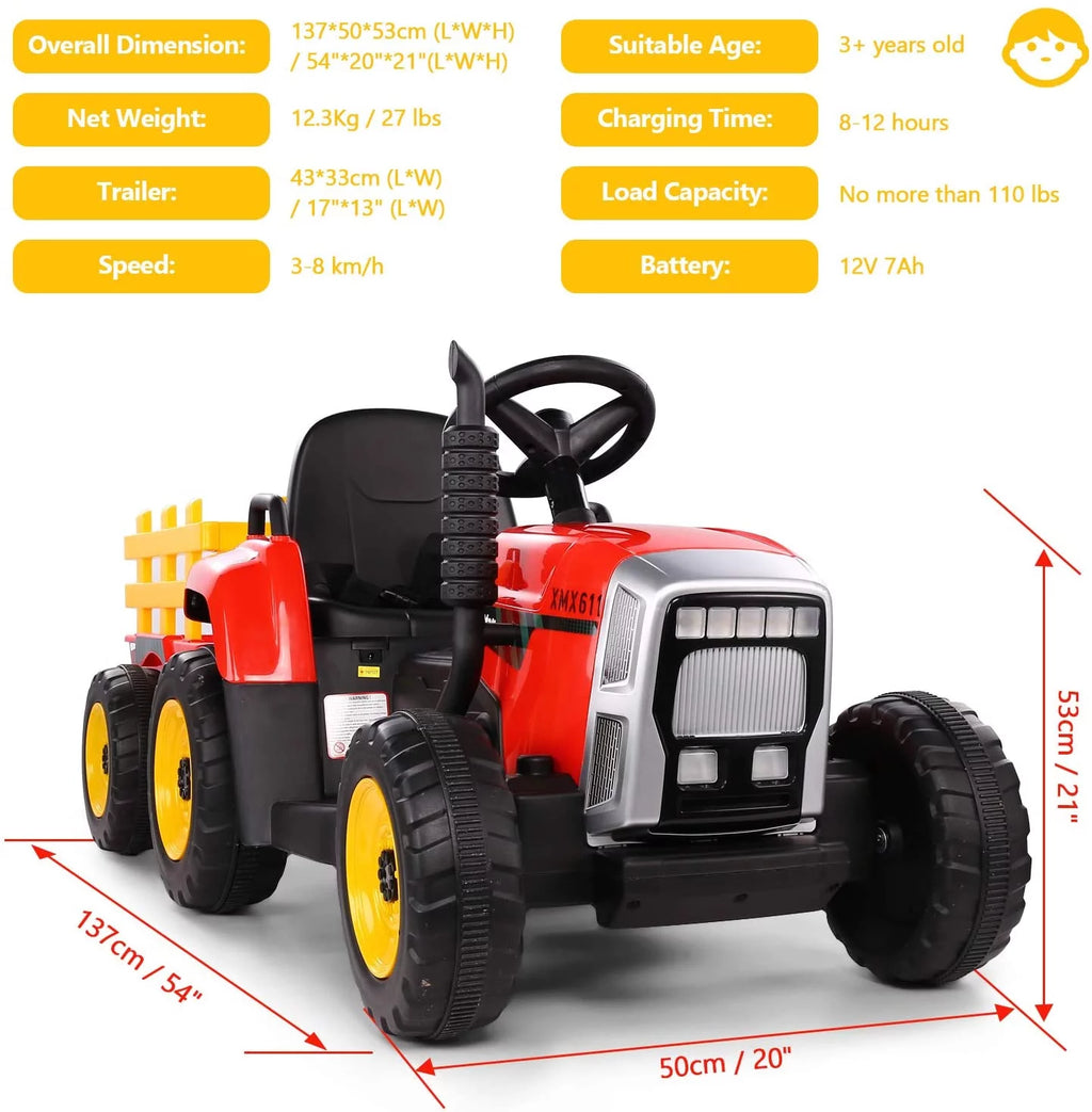 12V 7Ah Kids Electric Tractor with Remote Control H8866
