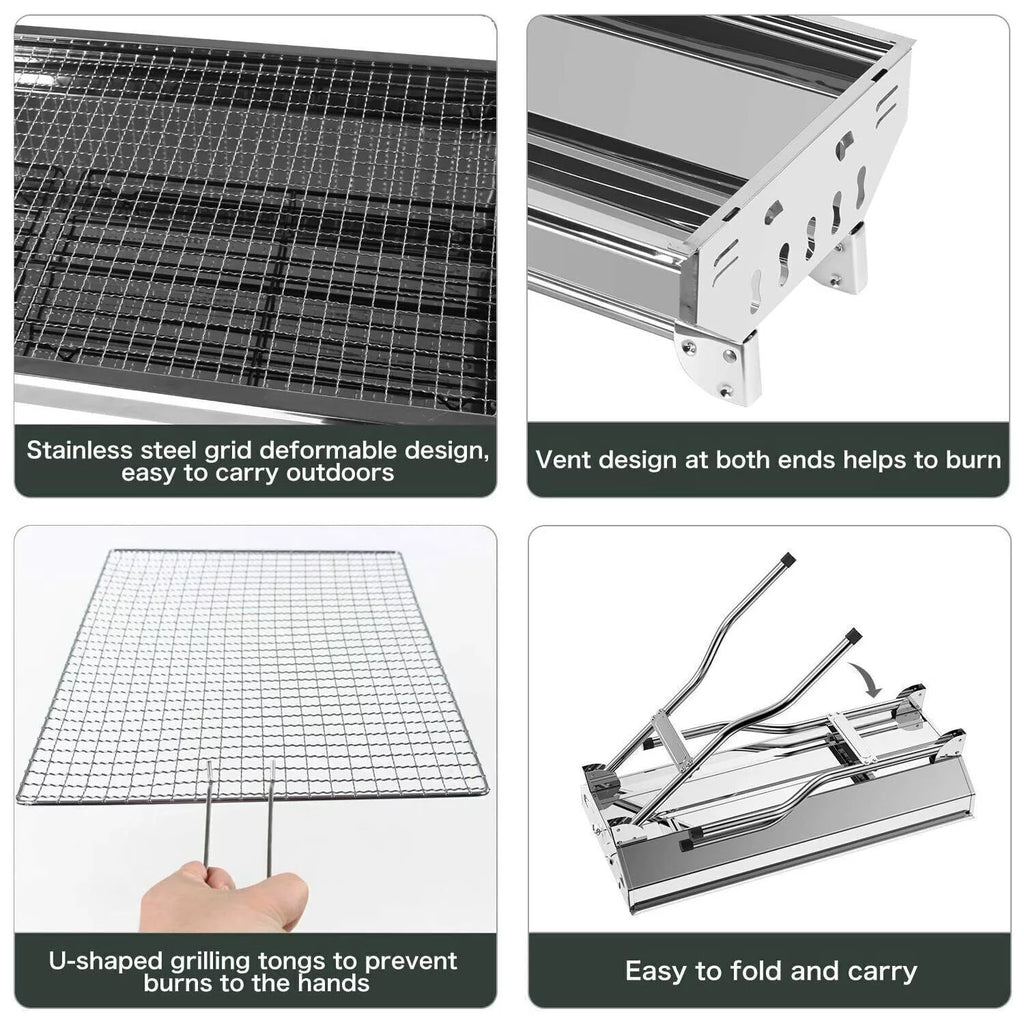 Charcoal Grill Stainless Steel BBQ Smoker Portable L41601