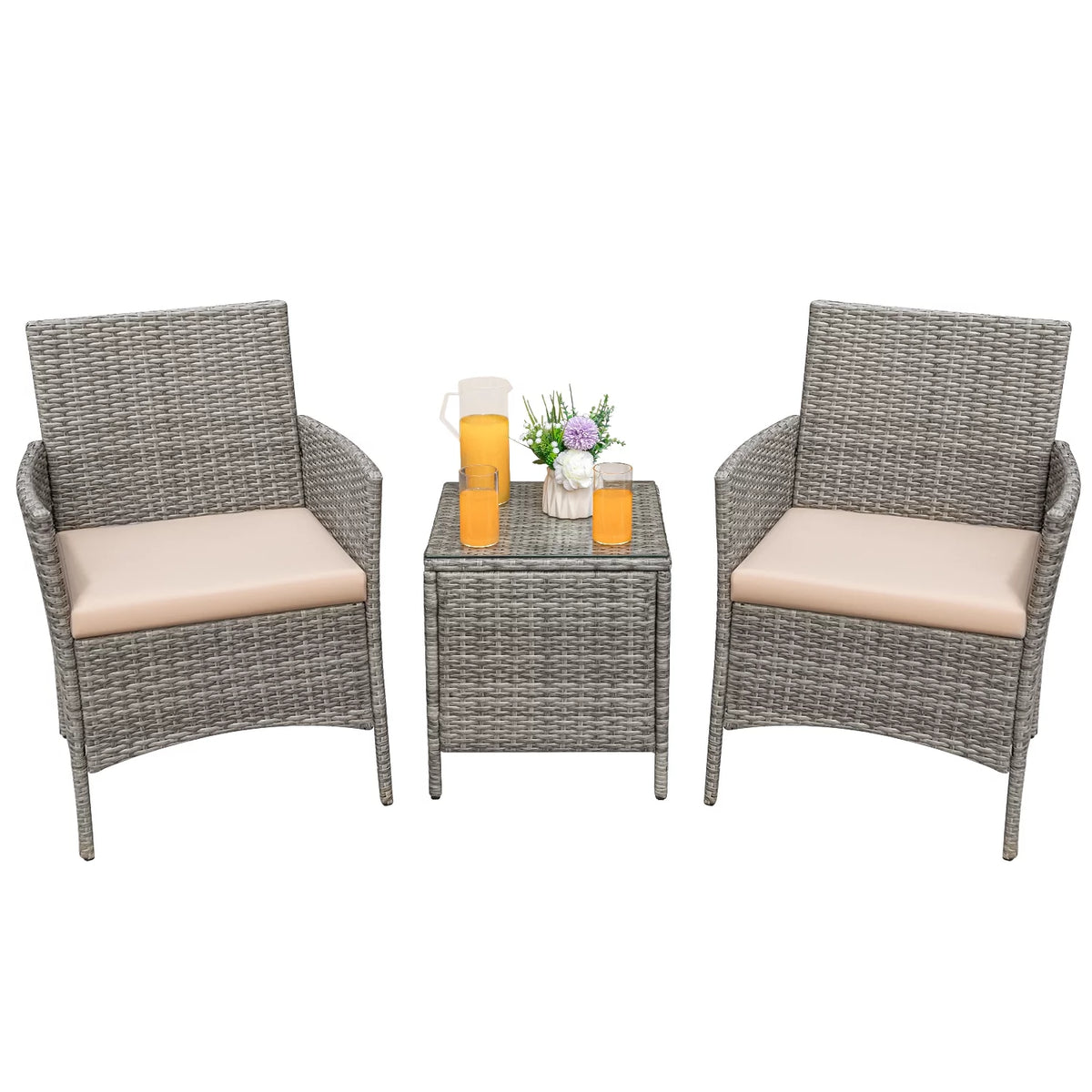PE Rattan Set of 3 Patio Conversation Set Z66802