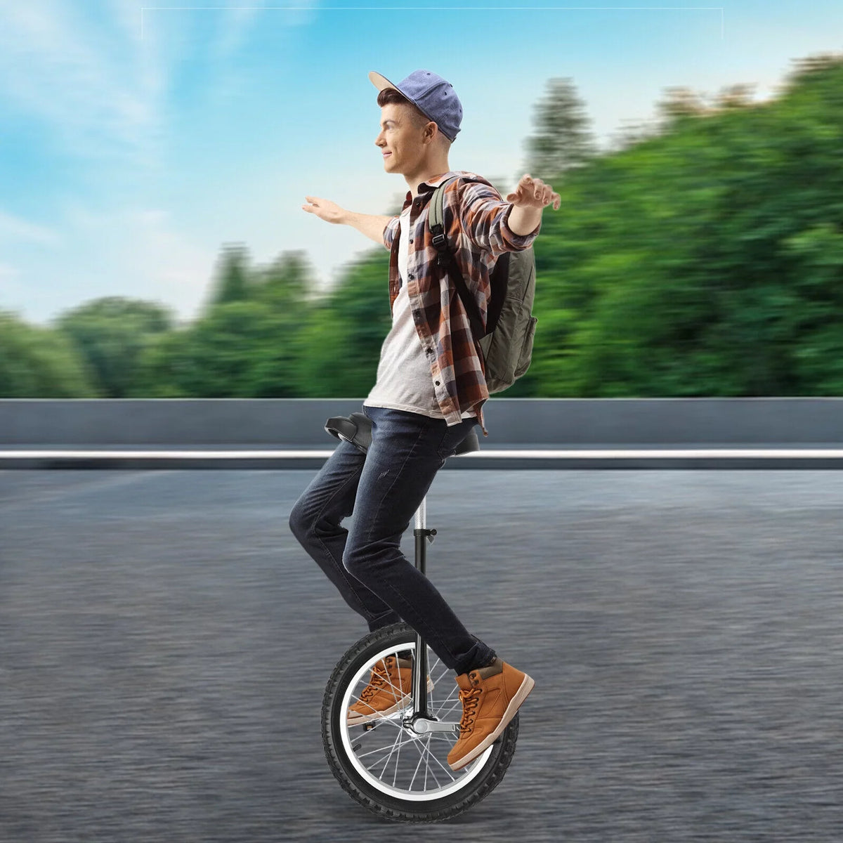 24 Inch Wheel Outdoor Unicycle Adjustable Seat Exercise Bicycle W6067