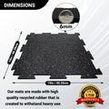 19 x 19 x 6mm Fitness Rubber Tiles, 23.5 SF, Grey, 10 Piece L508