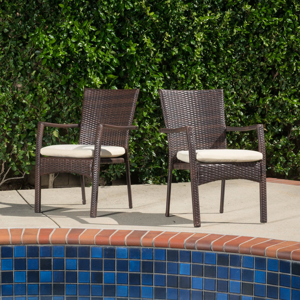 Multibrown Wicker Outdoor Dining Chair Set of 2 L505715