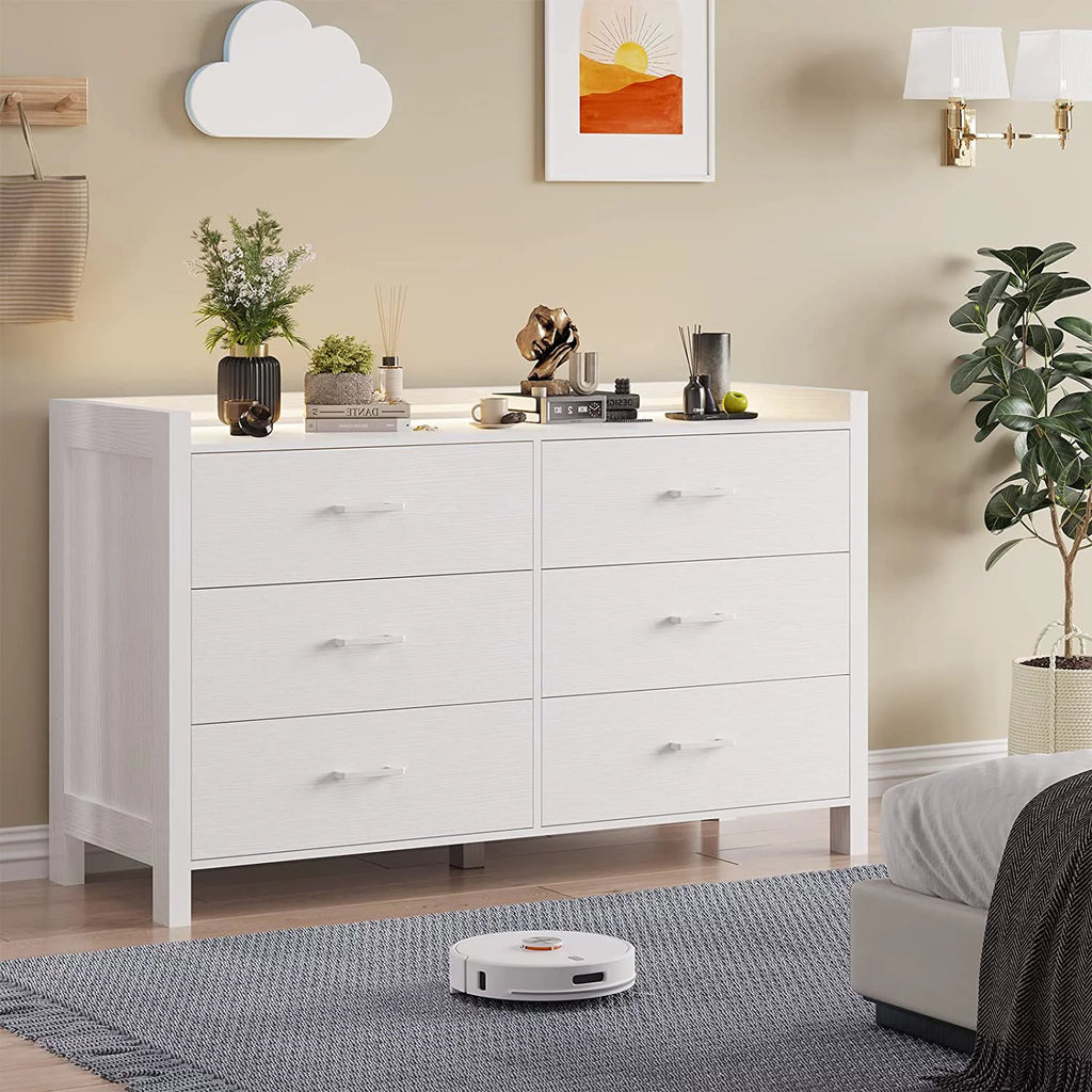 Black 6 Drawer Wooden Dresser Q8152